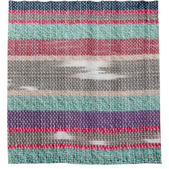 Rustic Fabric: Colorful Textured Mosaic Shower Curtain (Front)