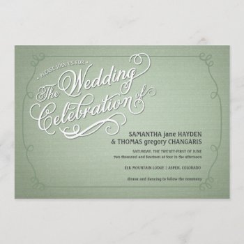 Rustic Fade Green Wedding Invitation by envelopmentswedding at Zazzle
