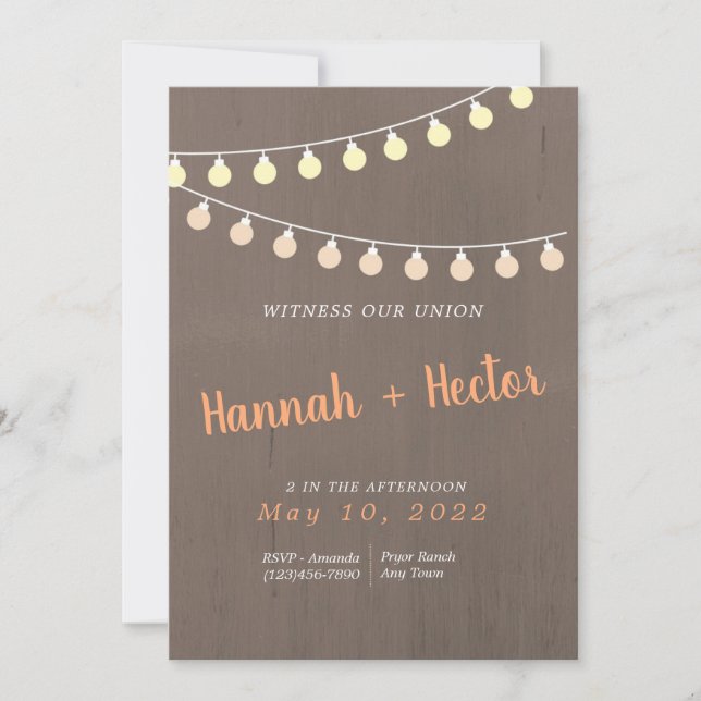 Rustic Fairy Lights Wedding Invitation (Front)