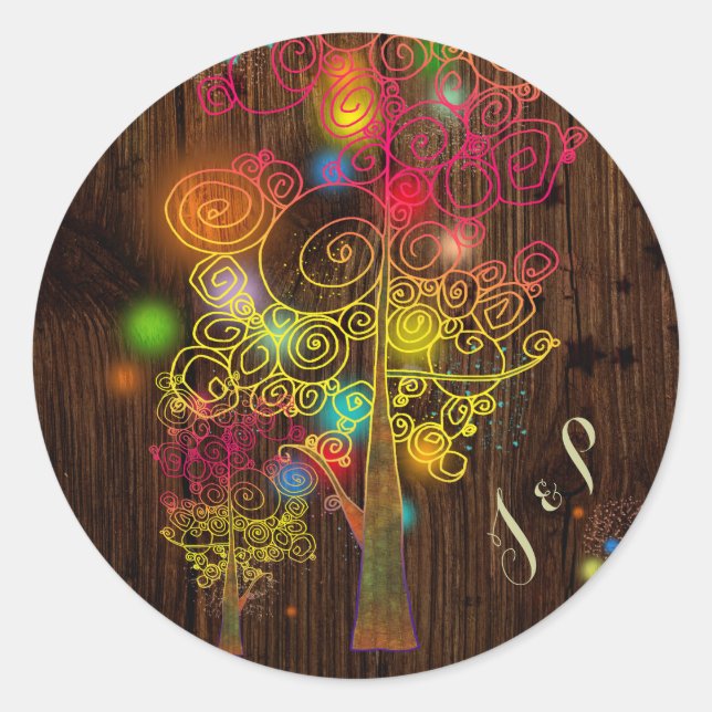 Rustic Fairy Tale Wedding Favor Classic Round Sticker (Front)