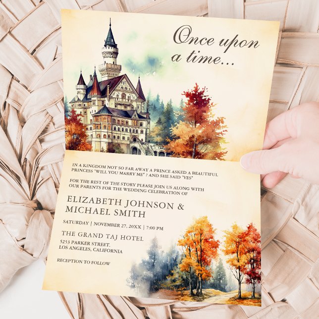 Rustic Fairytale Castle QR Code Story Book Wedding Invitation (Creator Uploaded)