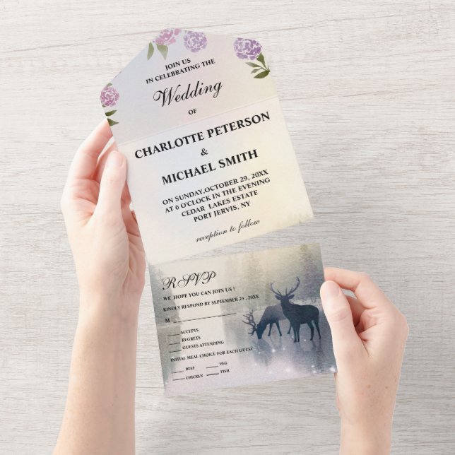 Rustic Fairytale Enchanted Forest Wedding   All In One Invitation (Tearaway)