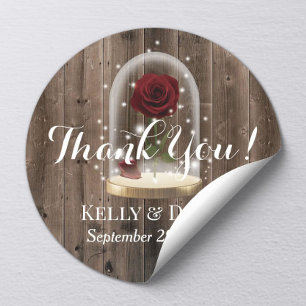 Rustic Fairytale Princess Rose Dome Wedding Classic Round Sticker