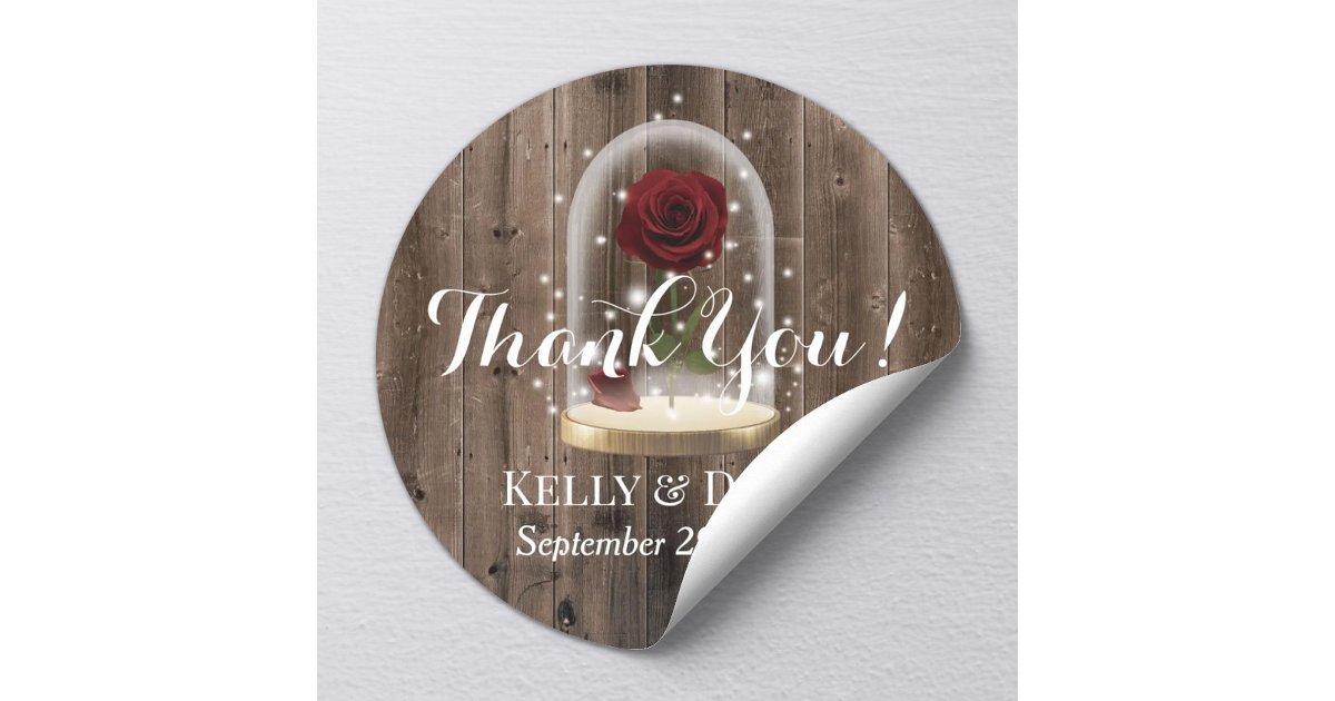 Princess Bride Rous Sticker Rustic Fairytale Princess Rose Dome Wedding Classic Round Sticker | Zazzle