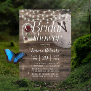 Rustic Fairytale Wedding Barn Wood Bridal Shower Invitation