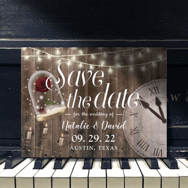 Rustic Fairytale Wedding Barn Wood Save the Date Announcement Postcard (Creator Uploaded)