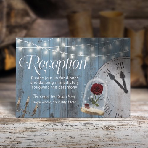 Rustic Fairytale Wedding Dusty Blue Reception Invitation