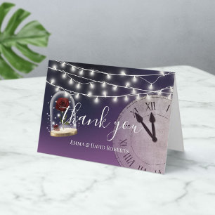 Rustic Fairytale Wedding Elegant Purple Thank You Card
