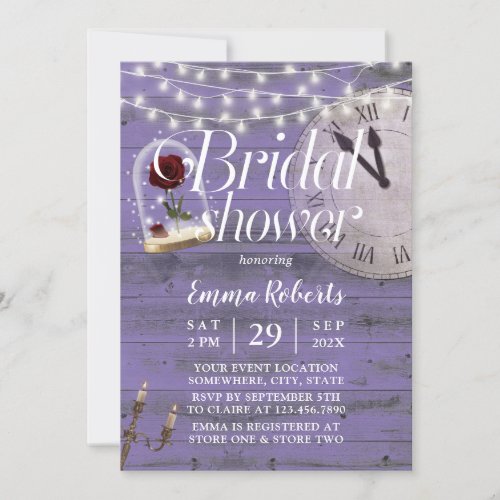 Rustic Fairytale Wedding Lavender Bridal Shower Invitation