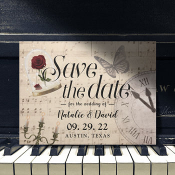 Rustic Fairytale Wedding Music Notes Save The Date by myinvitation at Zazzle
