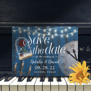 Rustic Fairytale Wedding Navy Barn Save the Date Announcement Postcard