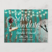 Rustic Fairytale Wedding Teal Barn Save the Date Announcement Postcard (Front)