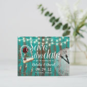 Rustic Fairytale Wedding Teal Barn Save the Date Announcement Postcard (Standing Front)