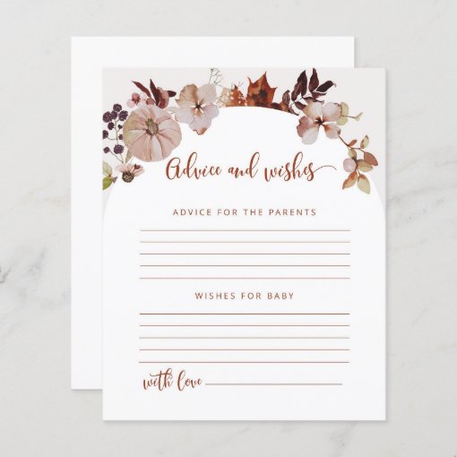 Rustic fall advice and wishes for parents card | Zazzle