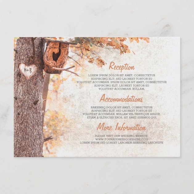 Rustic Fall And Bird House Wedding Details Enclosure Card