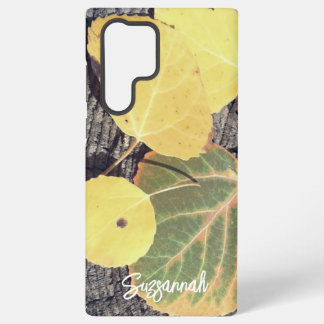 Rustic Fall Aspen Leaves Photograph Custom Samsung Galaxy S22 Ultra Case