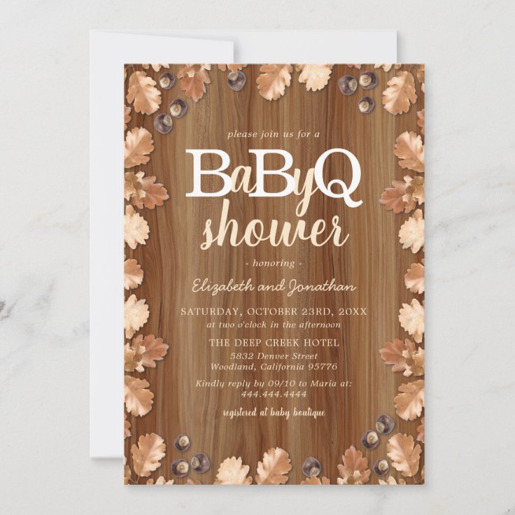 Rustic Fall Autumn BBQ Baby Shower Invitation | Zazzle