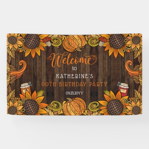 Rustic Fall  Autumn Birthday Party Welcome Banner