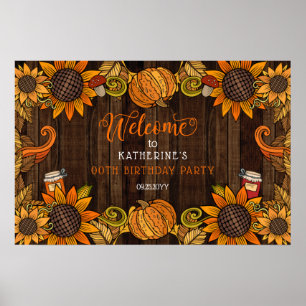 Rustic Fall Autumn Birthday Party Welcome Poster