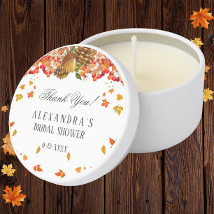Rustic Fall Autumn Bridal Shower Thank You Mini Candle Favors
