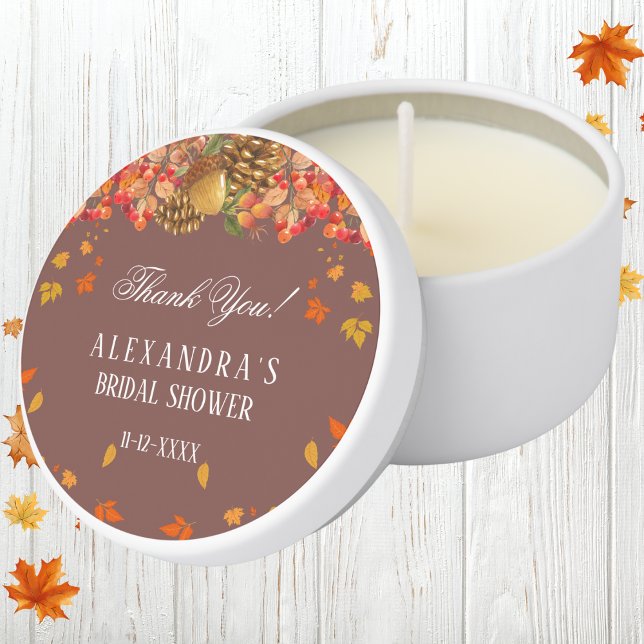 Rustic Fall Autumn Bridal Shower Thank You  Mini Candle Favors (Creator Uploaded)