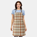 Button Rusted Transparent Rustic Fall Autumn Classic Plaid Rust Cream Brown Apron | Zazzle