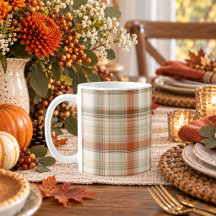 Rustic Fall Autumn Classic Plaid Rust Cream Brown