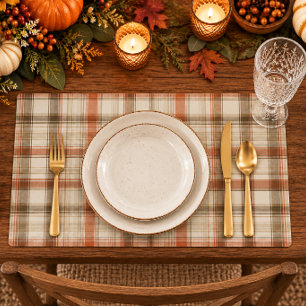 Rustic Fall Autumn Classic Plaid Rust Cream Brown Placemat