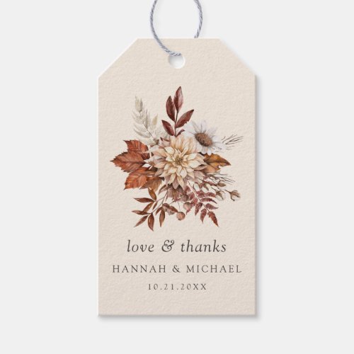 Rustic Fall Autumn Floral Foliage Wedding Gift Tags