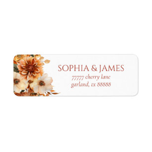 Rustic Fall Autumn Floral Wedding Return Address Label