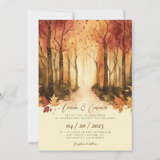 Rustic Fall Autumn Landscape Wedding Invitation