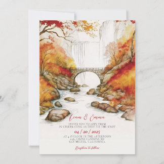 Rustic Fall Autumn Landscape Wedding Invitation