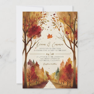 Rustic Fall Autumn Landscape Wedding Invitation