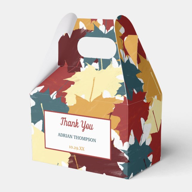 Rustic Fall Autumn Leaves Favor Boxes (Front Side)