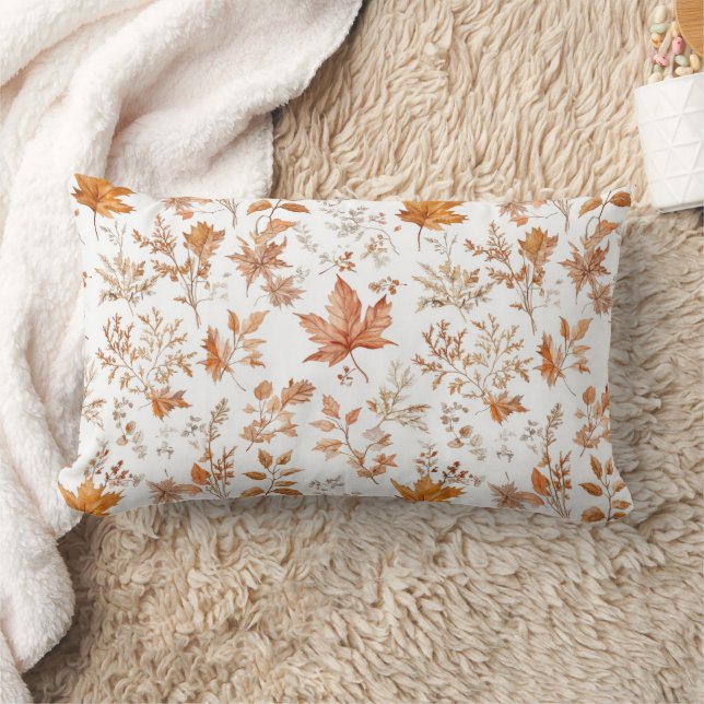 Rustic Fall Autumn Leaves Lumbar Pillow Home Decor (Blanket)