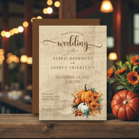Rustic Fall Autumn Pumpkin Wedding Invitation