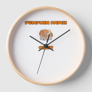 Rustic Fall Autumn Pumpkins Floral Leaves Classic Clock