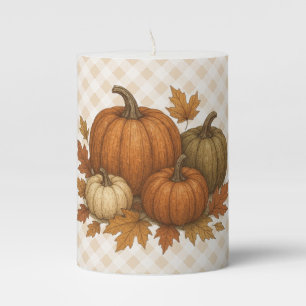 Rustic Fall/Autumn pumpkins & leaves Pillar Candle