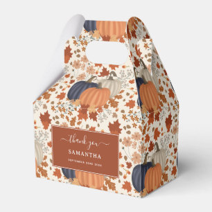 Rustic Fall Autumn Pumpkins Wildflowers Leaves Favor Boxes