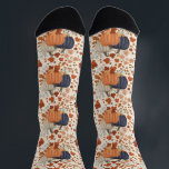 Rustic Fall Autumn Pumpkins Wildflowers Leaves Socks<br><div class="desc">A rustic hand drawn pumpkins, floral and leaves design ideal for Fall Autumn. A beautiful pumpkins design featuring neutral tones and botanical illustrations and leaves. Rustic pumpkins design ideal for Autumn Fall decor, Thanksgiving and Halloween etc. Perfect for anyone who loves hand drawn illustrations, pumpkins, wildflowers and Fall and Autumn...</div>