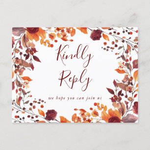 Rustic Fall Autumn Song Request RSVP Postcard