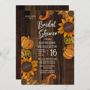 Rustic Fall Autumn Sunflowers Bridal Shower Invitation