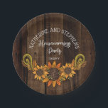 Rustic Fall | Autumn Sunflowers Housewarming Party Paper Plates<br><div class="desc">Country rustic harvest time fall | autumn sunflowers Housewarming Party design on a faux dark wood background.  Composite design by Holiday Hearts Designs (rights reserved).</div>