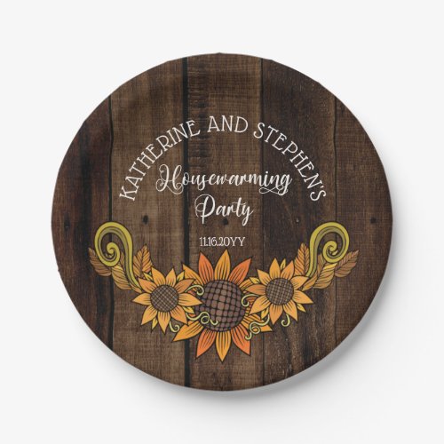 Rustic Fall  Autumn Sunflowers Housewarming Party Paper Plates