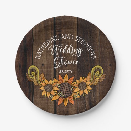 Rustic Fall  Autumn Sunflowers Wedding Shower Paper Plates