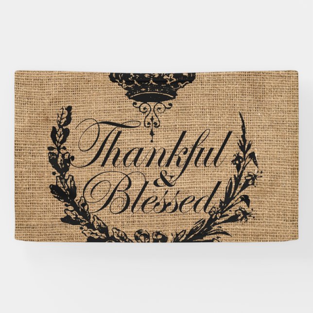 rustic fall autumn thanksgiving thankful blessed banner (Horizontal)