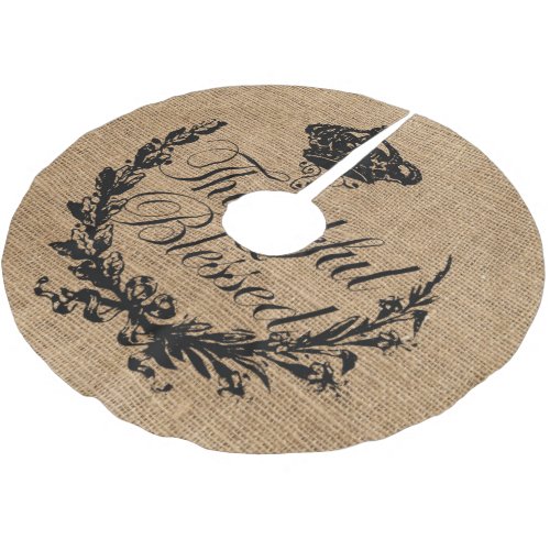rustic fall autumn thanksgiving thankful blessed brushed polyester tree skirt