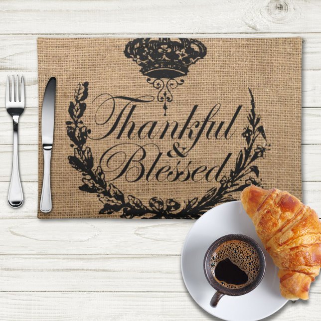 rustic fall autumn thanksgiving thankful blessed cloth placemat (rustic fall autumn thanksgiving thankful blessed cloth placemat)
