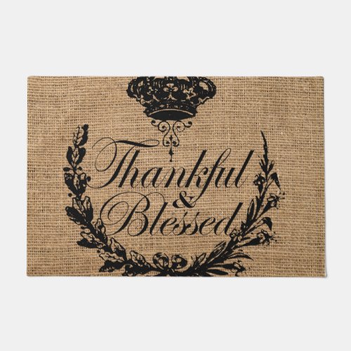 rustic fall autumn thanksgiving thankful blessed doormat