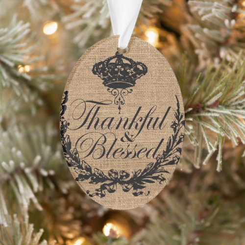 rustic fall autumn thanksgiving thankful blessed ornament